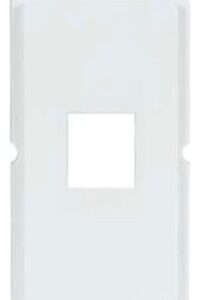 A white plastic wall plate with a square cutout for a switch or outlet.