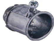 Close-up of a metallic mechanical part with a screw on top.