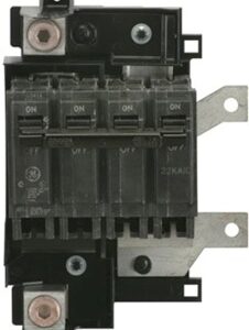 Close-up of a black electrical circuit breaker panel with labeled switches.