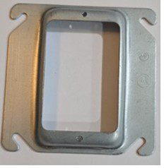 Metal mounting bracket with a rectangular cutout and screw holes.