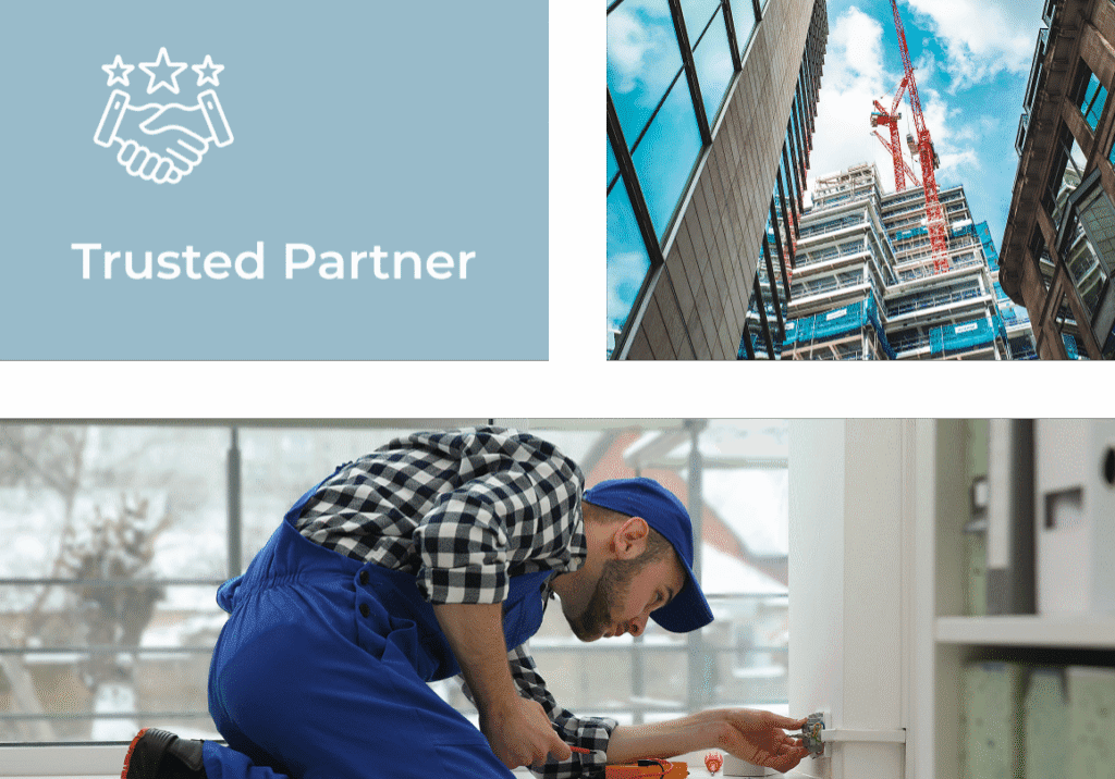 Electrician and trusted partner graphic collage.
